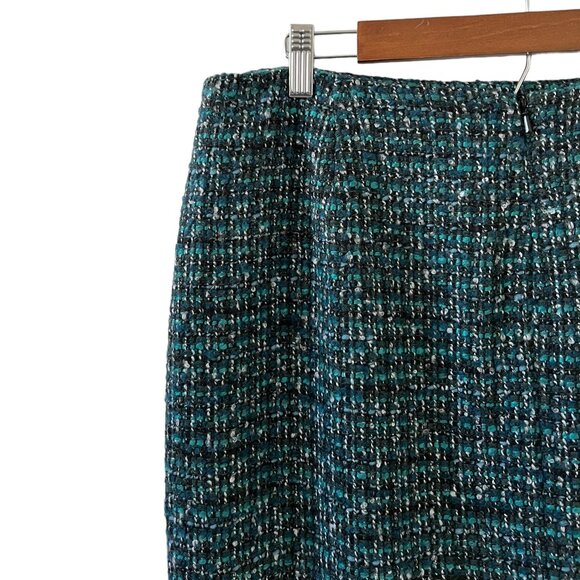 Talbots Tweed Wool Blend Pencil Skirt In Black & Green Size 12P - Picture 8 of 12